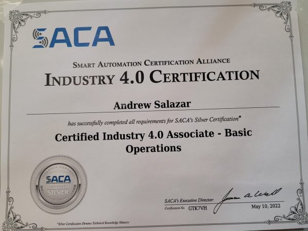 Andrew Salazar SACA Certificate